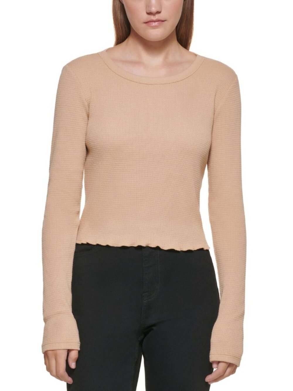 Calvin Klein Womens Cropped Crewneck Top